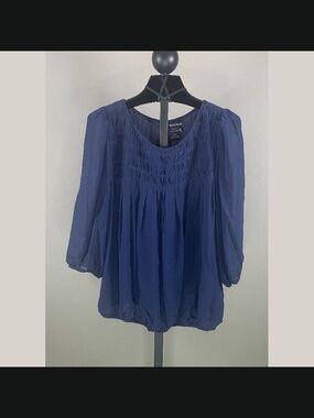 NEW Max Edition Shirt Womens Medium blue blouse boho classic